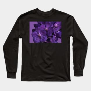 Branch of purple orchids close-up Long Sleeve T-Shirt